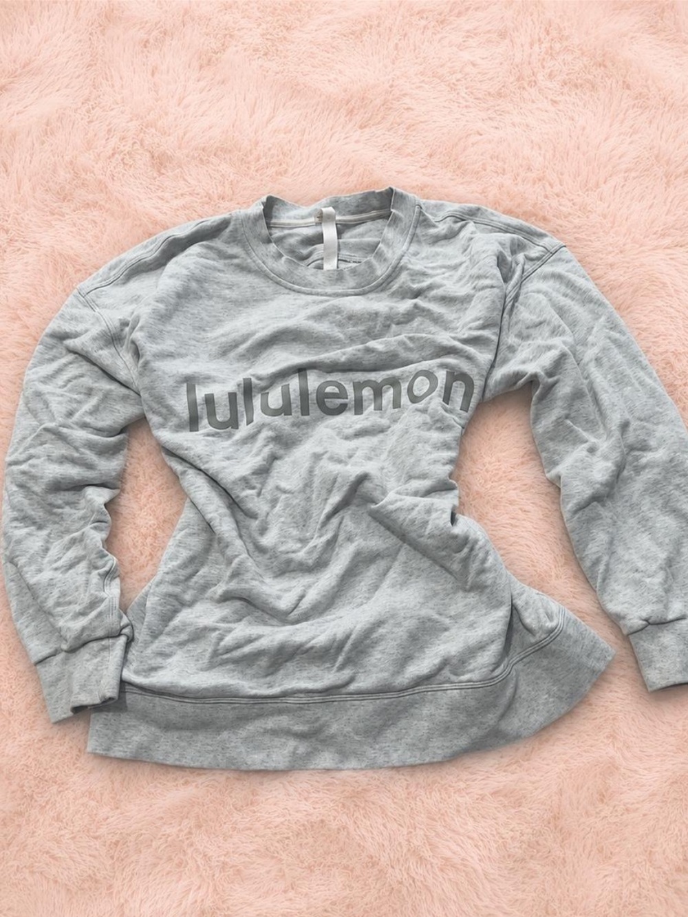 lululemon athletica Light Gray Crewneck Logo Sweatshirt